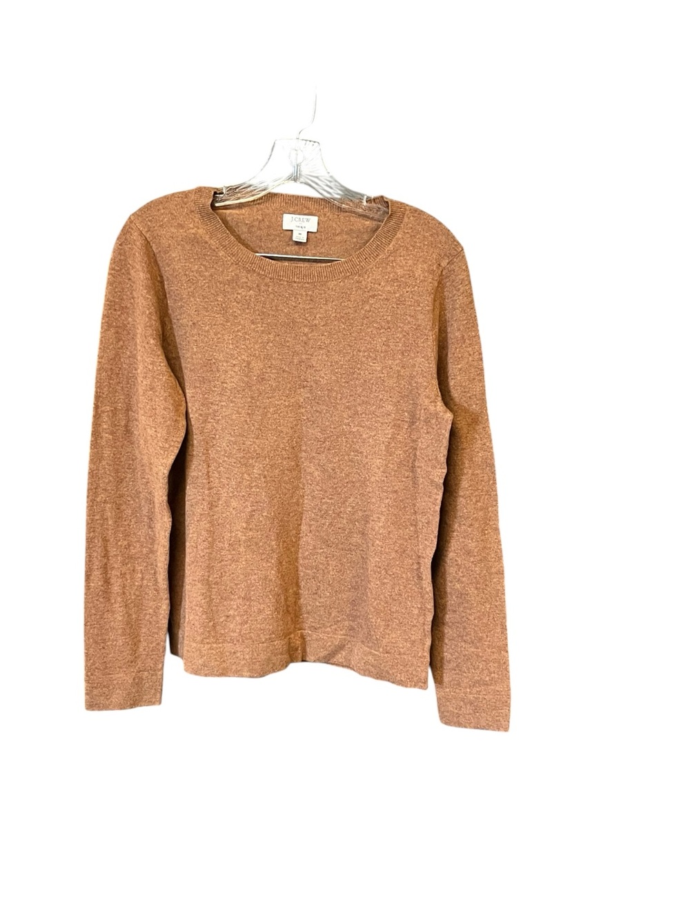 J.Crew Factory Teddie Sweater Women M Camel Merino Wool Blend Crewneck Pullover